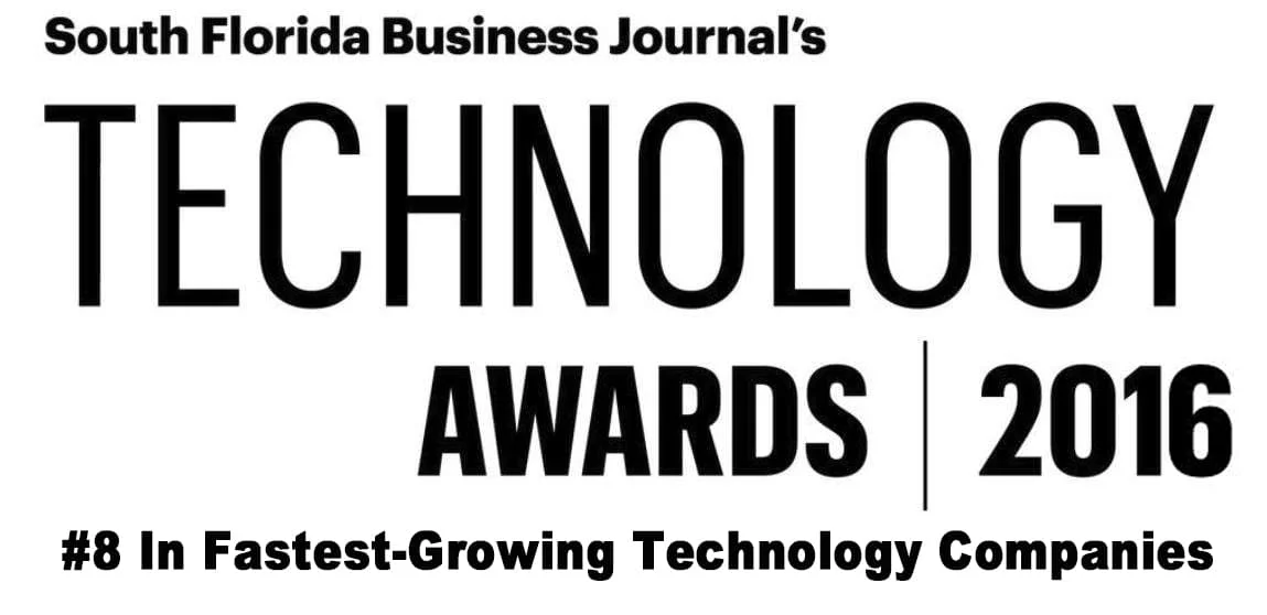 South Florida Business Journal's Technology Awards 2016 - #8 in fastest growing technology companies award