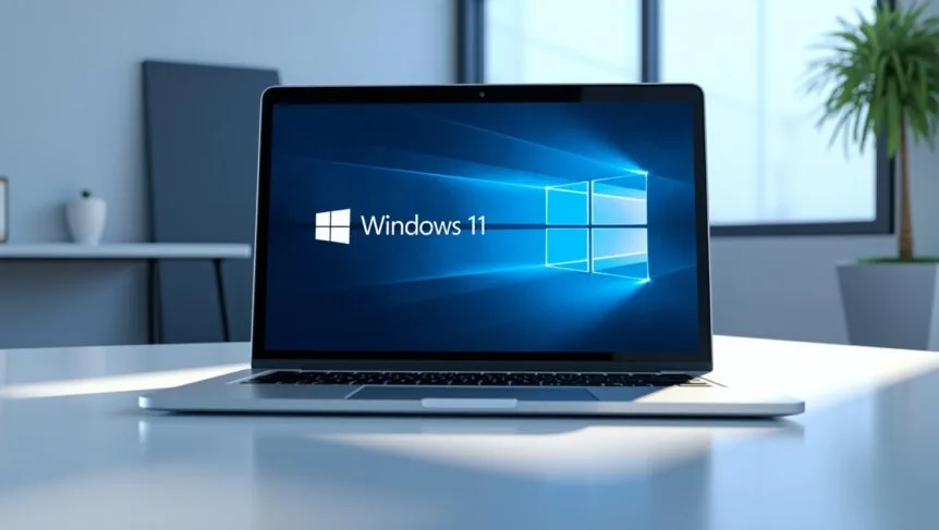 Windows 11 laptop sitting on a desk