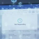 shows Microsoft Word frozen, with "not responding" emphasized.