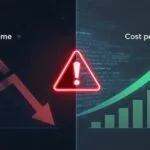 graph shows attack volume down trending, with cost per attack rising.
