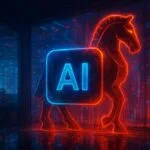 AI app icon with a trojan horse behind it.